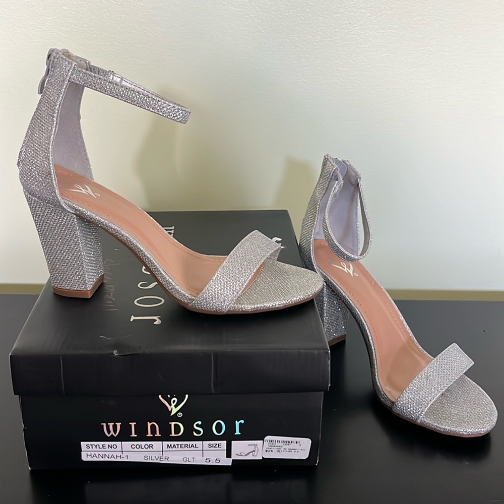 Windsor Shimmer In Rhinestone Block Heels